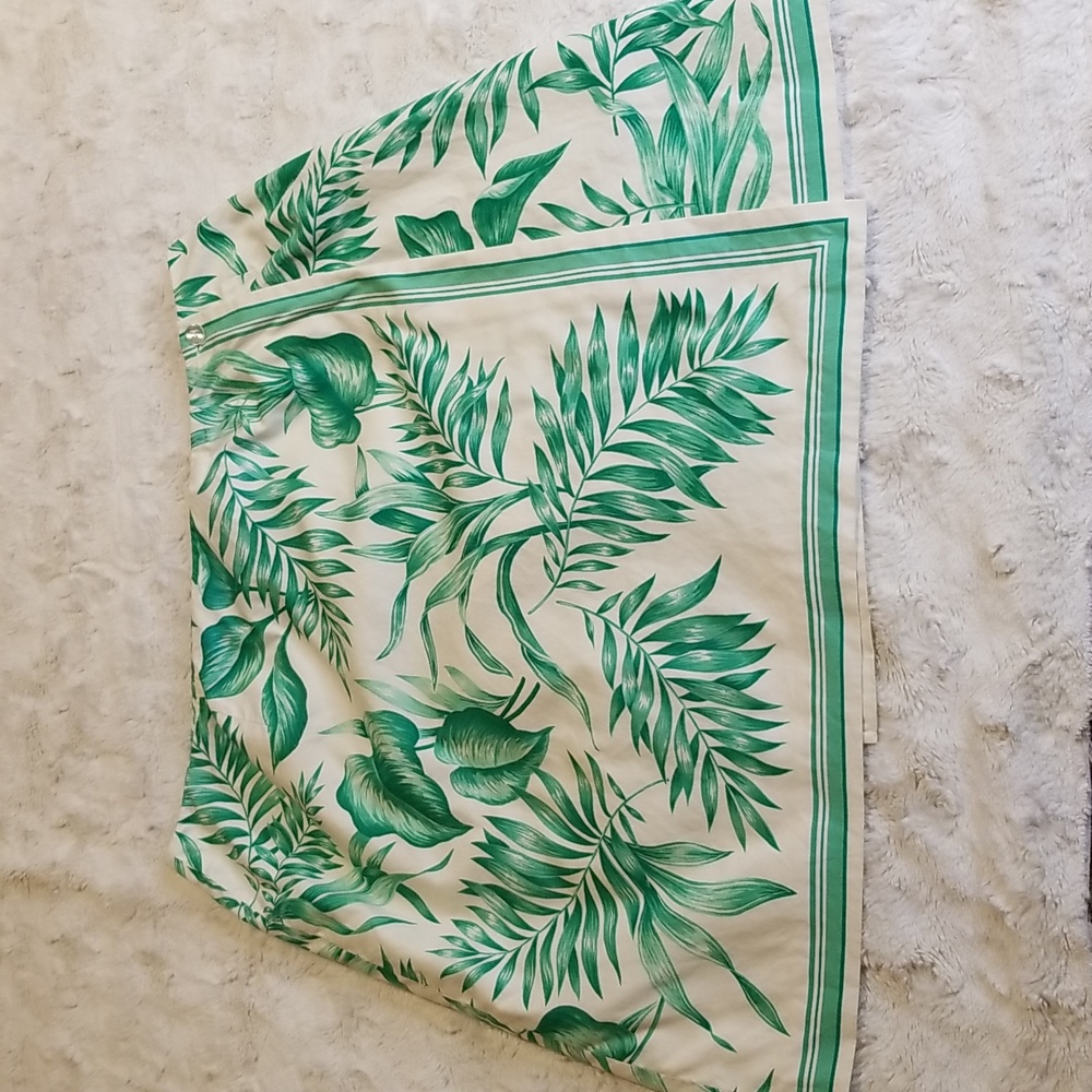 Talbots Wrap Skirt Womens Size 16 Plus Green Ivory Tropical Summer